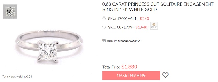 princess cut engagement rings under 2000