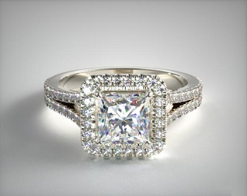 split shank halo princess diamond ring