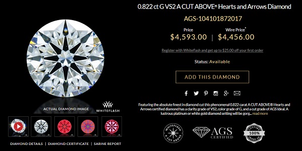 0.80 carat near colorless diamond 4500 dollars