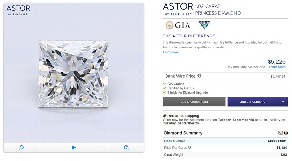 1 ct princess cut loose diamond 5k cost price