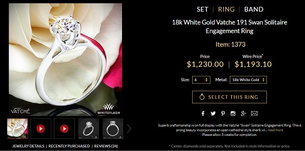 6k engagement solitaire setting designer 18 white gold