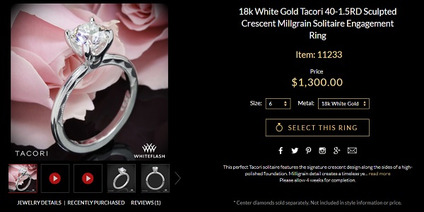 affordable designer ring tacori special design 1300 dollars