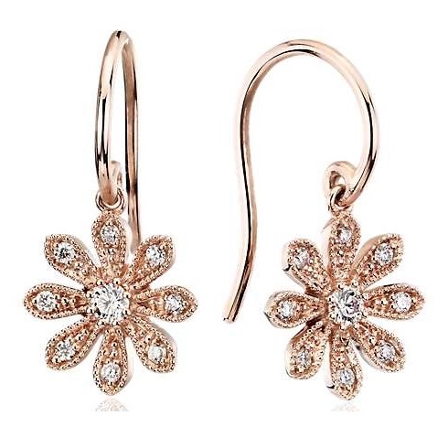 flower shape floral earrings rose gold