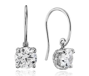 french pave drop diamond earrings