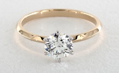 2 tone ring with yellow gold shank and white gold prongs