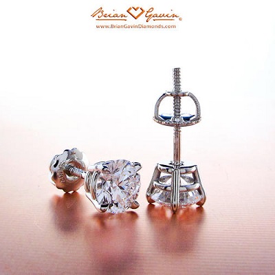 basket style diamond studs with screw back posts mounting