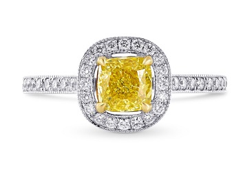 fancy intense yellow with halo ring to create contrast