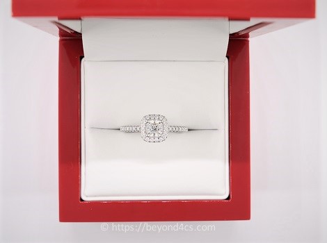 14k halo ring with cushion diamond center stone