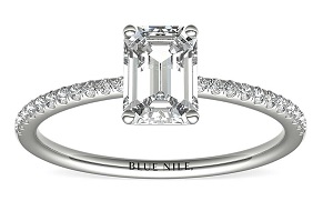 14k petite micropave diamond ring emerald shape