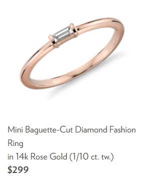 mini baguette cut diamond fashion ring