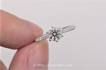 6 prong ideal cut diamond ring inspection