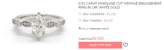 0.90 carat football shape vintage engagement ring melees