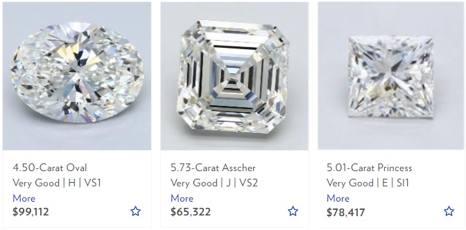 bluenile large size diamond listings