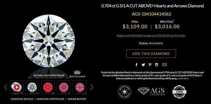 g si1 0 70 carat 3k ags certified diamond
