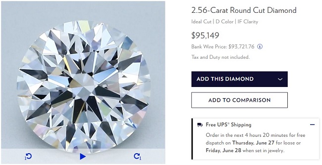 two half carat d if diamond price 100000