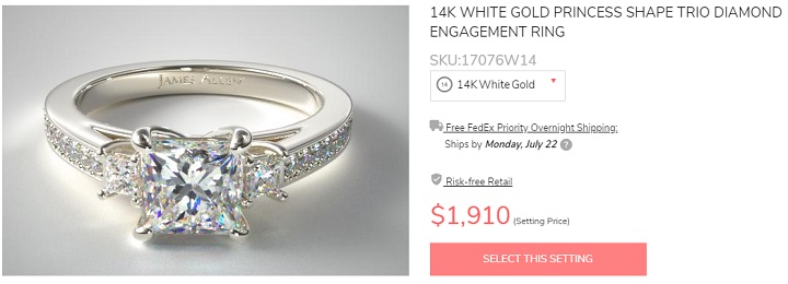 best 3 stone princess cut diamond engagement ring design