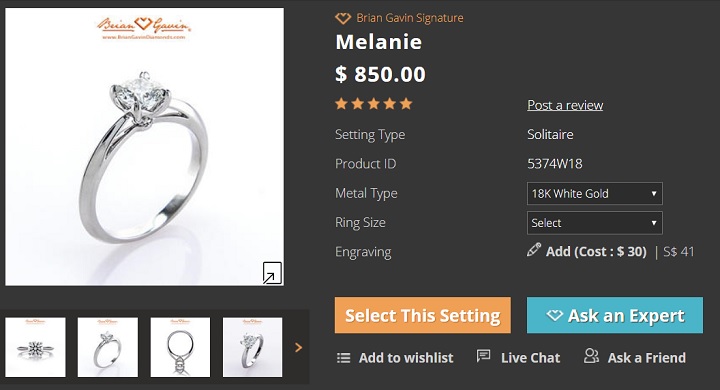 brian gavin signature melanie solitaire setting