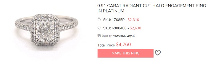 halo radiant cut diamond engagement ring platinum