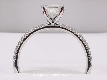 side profile neatly aligned melee diamonds on ring shanks