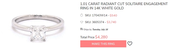 square cut radiant diamond engagement ring solitaire design 4 prongs