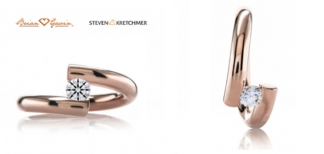 18k rose gold tension diamond ring setting brian gavin review thin elegant