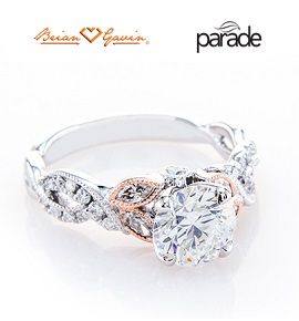 bridal engagement ring with detailed features and marquise sidestones