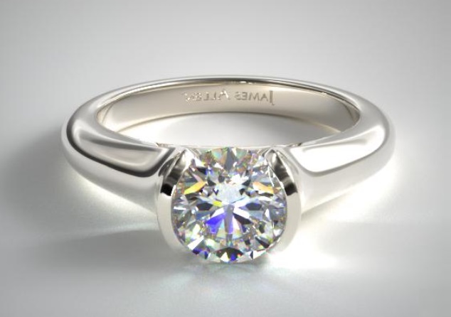 half bezel solitaire diamond engagement ring design comparison