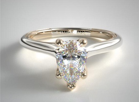 v prong diamond ring setting with 5 prongs pointed corner