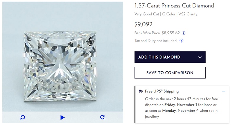 1.5 carat princess cut diamond gia comparison prices