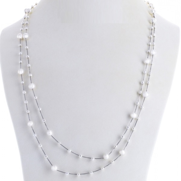 pearl necklace with naturally colored cultured pearls