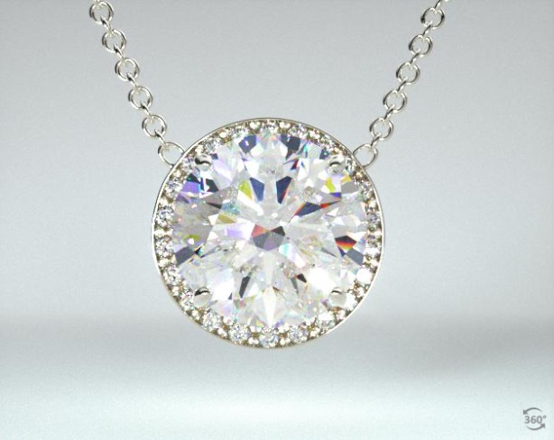 halo diamond pendant design in white gold