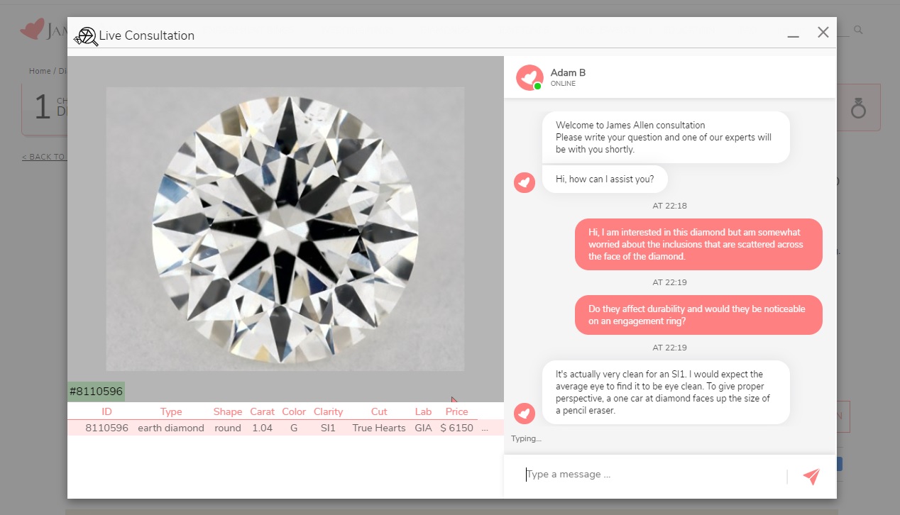 real time diamond inspection support and review of listing