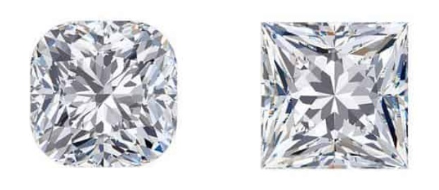 cushion cut vs princess cut diamond comparison