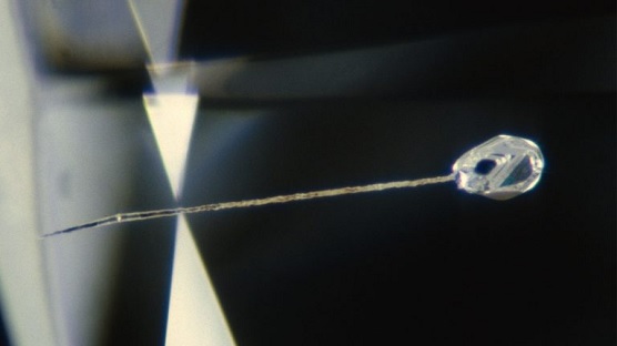 laser drilled tunnel in a diamond