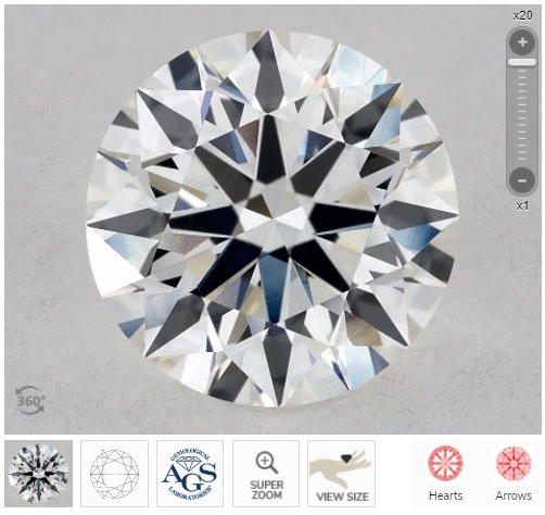 1.3 carat loose round cut diamond ags certified at 11000 dollars