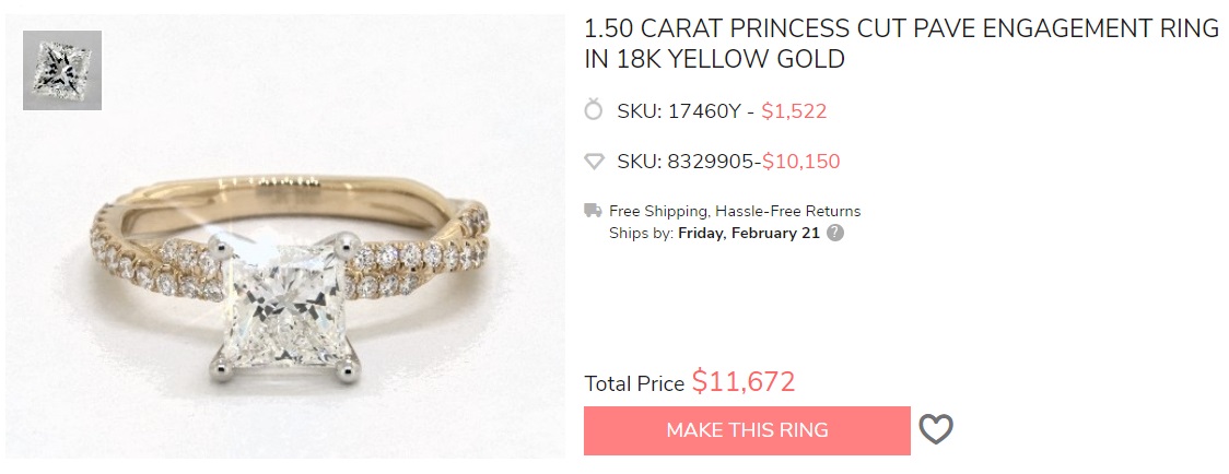 1.5 carat princess cut intertwining princess cut diamond ring yellow gold