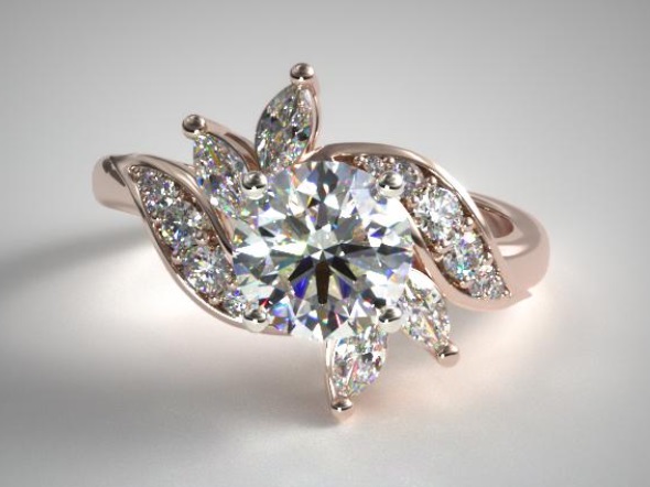 14k rose gold bird of paradise engagement ring