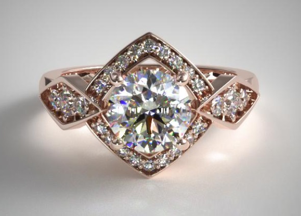 art deco geometric diamond engagement ring
