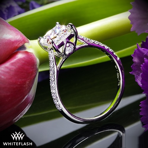 designer pave 2 carat princess cut diamond ring with pave melees
