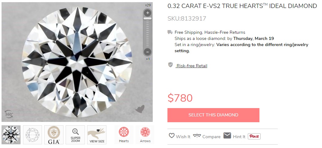 0.30 carat e vs2 mini ideal cut round diamond gia certified