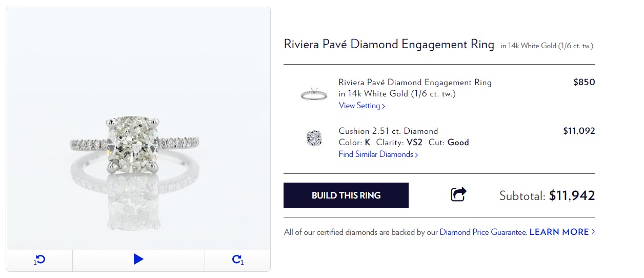 4 prong pave diamond engagement ring 14k white gold 2 5 carat center stone