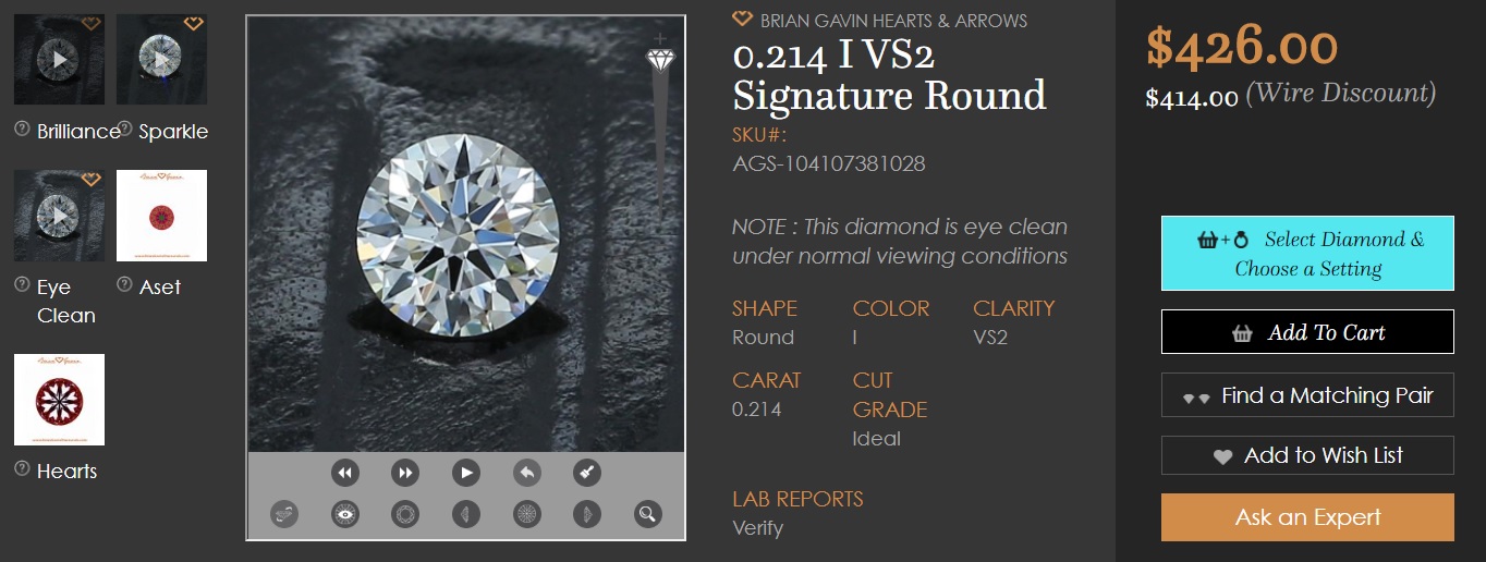 tiny diamond ags certified round super ideal cut