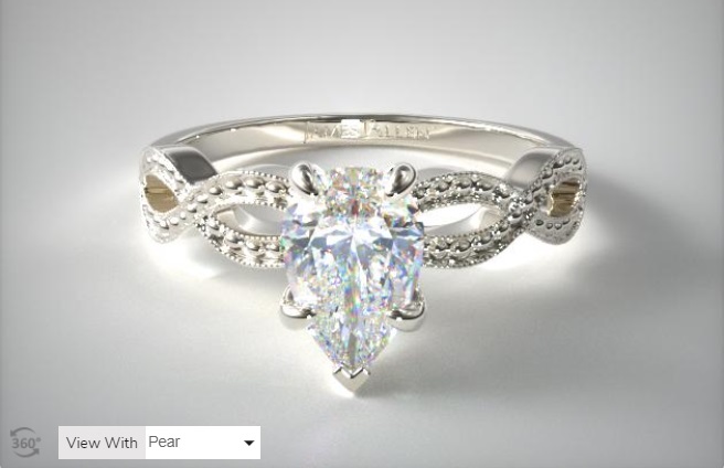 vintage two carat pear cut diamond ring design