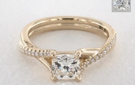 twisted pave yellow gold square cut engagement ring