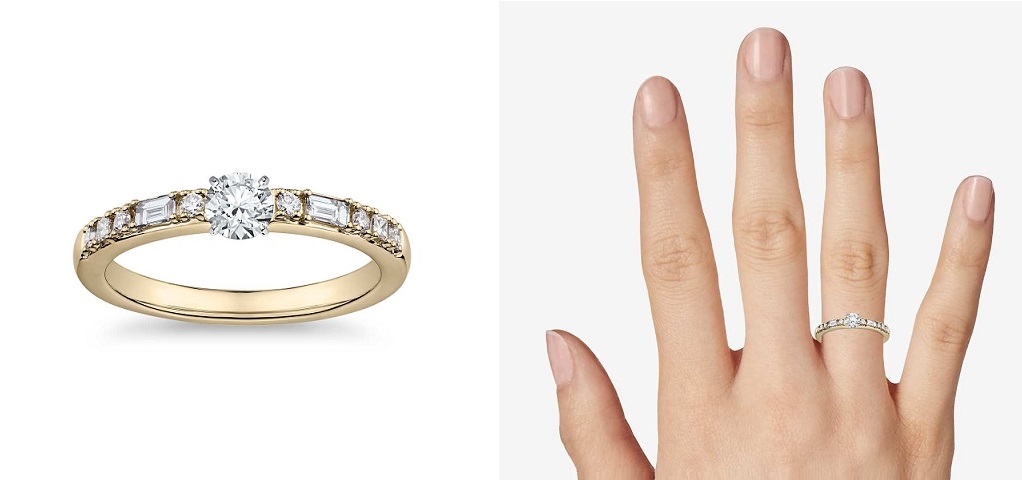 dot dash engagement ring symbolic dainty design