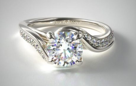 swirl diamond ring setting design with pave 4 prongs