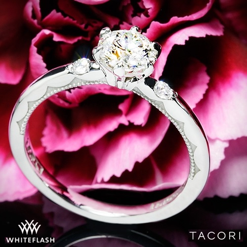18k white gold tacori 56 2RD 3 stone diamond ring