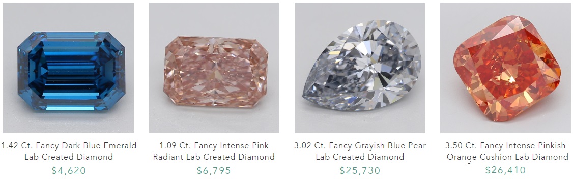different kinds of lab created diamonds color hues pink blue