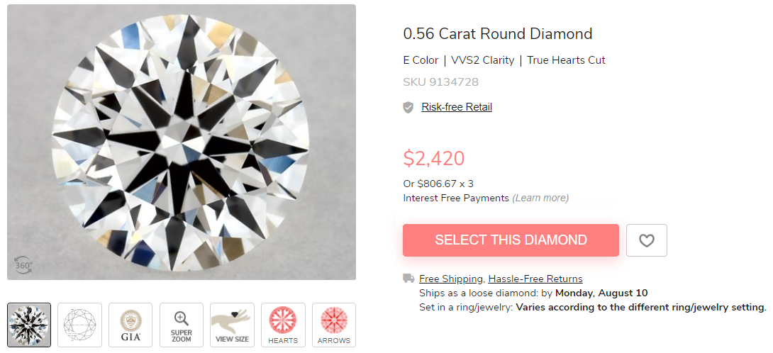 half carat e color vvs2 clarity gia diamond comparison against harry winston review