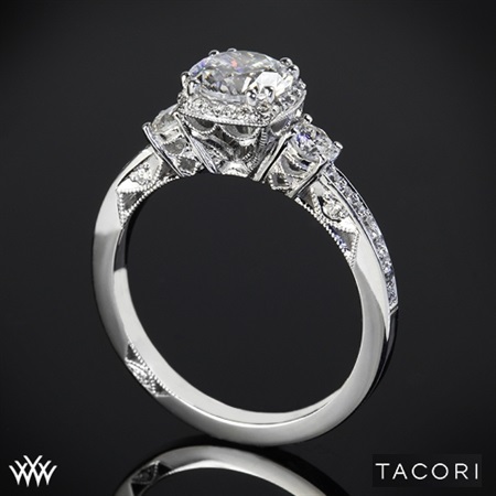 platinum tacori 2623RD dantela 3 stone engagement ring
